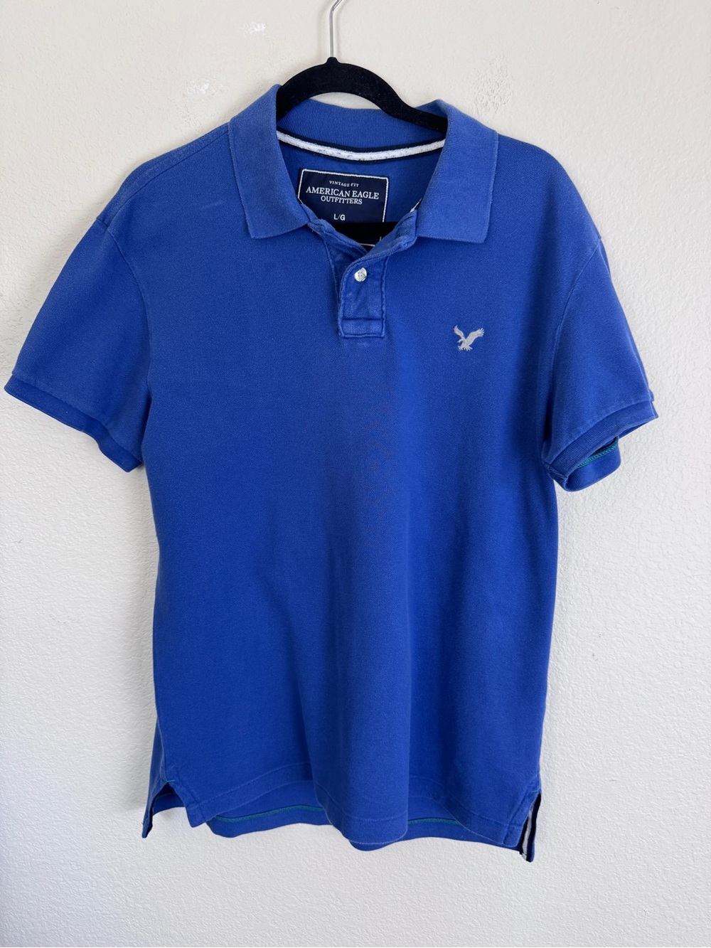 American Eagle Vintage Fit Men’s L Cotton Pique Polo Blue